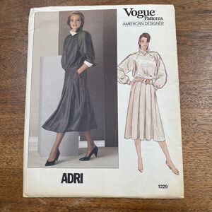 1980s Uncut VOGUE PATTERN 1229 Size 10 American Designer Top & Skirt by ADRI